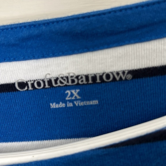 Croft & Barrow 2X Boatneck Blue Striped Shirt - Picture 5 of 8